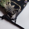 Mini shoulder bag -black yuzen and sayagata