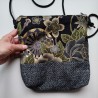 Mini shoulder bag -black yuzen and sayagata