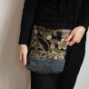 Mini shoulder bag -black yuzen and sayagata