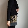 Mini shoulder bag -black yuzen and sayagata