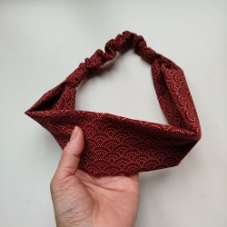 Hair turban Seigaiha bordeaux