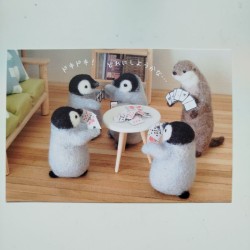 Postcard Penguin and otter