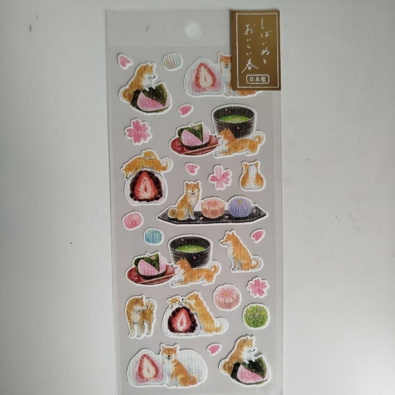 Stickers Shiba-inu and japanese sweets