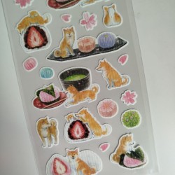 Stickers Shiba-inu and japanese sweets