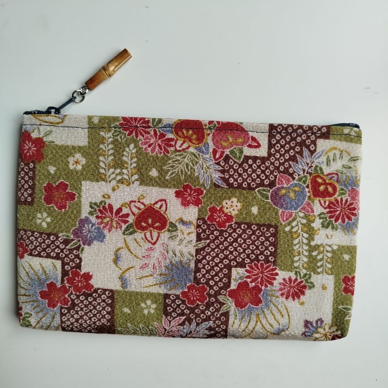 Chirimen pouch Green