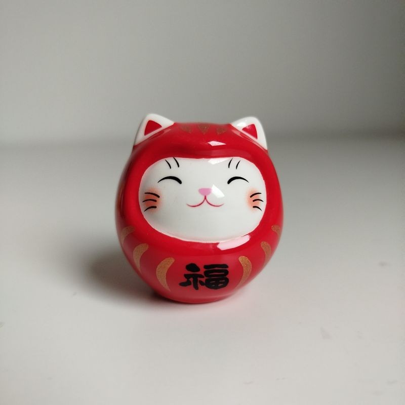 Neko-Daruma with OMIKUJI -Red