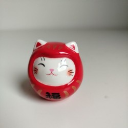 Neko-Daruma with OMIKUJI -Red