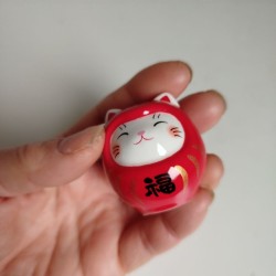 Neko-Daruma with OMIKUJI -Red