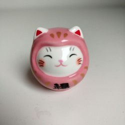 Neko-Daruma with OMIKUJI -Pink