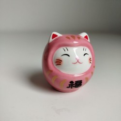 Neko-Daruma with OMIKUJI -Pink