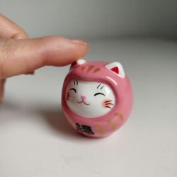 Gatto NekoDaruma con Omikuji -Rosa