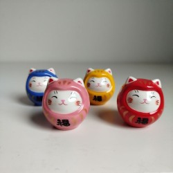 Gatto NekoDaruma con Omikuji -Azzurro