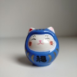 Gatto NekoDaruma con Omikuji -Azzurro