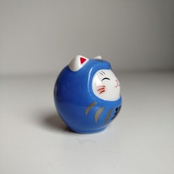 Gatto NekoDaruma con Omikuji -Azzurro