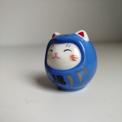 Gatto NekoDaruma con Omikuji -Azzurro