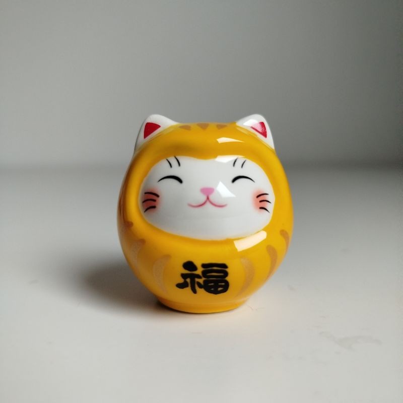 Gatto NekoDaruma con Omikuji -Giallo