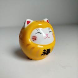 Gatto NekoDaruma con Omikuji -Giallo