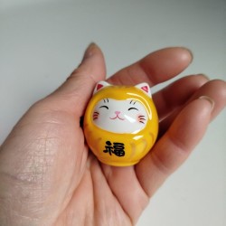 Gatto NekoDaruma con Omikuji -Giallo