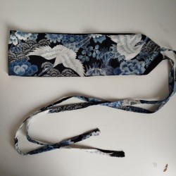 Obi belt in japanese cotton -Crane silver