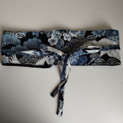 Obi belt in japanese cotton -Crane silver