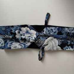 Obi belt in japanese cotton -Crane silver