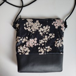 Mini shoulder bag -Cherry blossoms Black