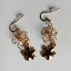 Cherry and metal flower earrings