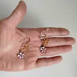 Cherry and metal flower earrings