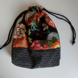 Kinchaku sack Colorful black