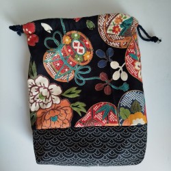 Kinchaku sack Colorful black