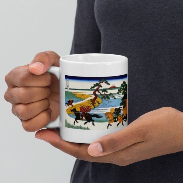 Hokusai red fuji mug